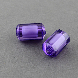 Indigo Transparent Acrylic Beads, Bead in Bead, Faceted, Column, Indigo, 12x8mm, Hole: 2mm, about 1140pcs/500g