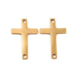 Oro 201 colgantes de conector de acero inoxidable, vínculos cruzados de religión, dorado, 17.5x11x1 mm, agujero: 1.2 mm