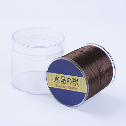 Кокосово-Коричневый Японский плоский эластичный хрустальный шнур, эластичная нить для бисера, для изготовления эластичного браслета, кокосового коричневый, 0.8 мм, 300 ярдов / рулон, 900 фут / рулон