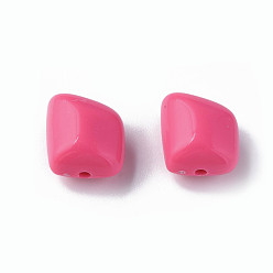 Rose Foncé Perles acryliques opaques, polygone, rose foncé, 17.5x15.5x11mm, Trou: 2mm, environ230 pcs / 500 g