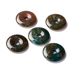 (RRHB277) Кристалл на подкладке из медово-бежевого цвета Природного индийского агата подвески, пончик / пи-диск, 40~40.5x7~7.5 мм, отверстие : 8~8.5 мм