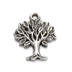 Antique Silver Tree of Life Tibetan Style Alloy Pendants, Cadmium Free & Lead Free, Antique Silver, 22x17x2.5mm, Hole: 2mm