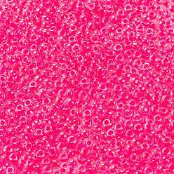 (978) Translucent Luminous Neon Pink Toho perles de rocaille rondes, perles de rocaille japonais, (978) rose fluo translucide lumineux, 8/0, 3mm, Trou: 1mm, à propos 222pcs / bouteille, 10 g / bouteille