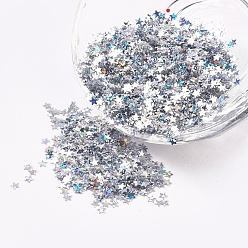 Серебро Украшение аксессуаров пластиковая пайетка / блестки бисер, звезда, серебряные, 2.5x2.5x0.1 мм, Около 450000 шт / фунт