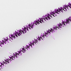 Purple Christmas Tinsel Decoration DIY Chenille Stem Metallic Tinsel Garland Craft Wire, Purple, 290x7mm