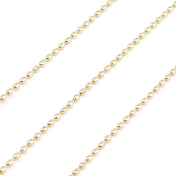 Real 18K Gold Plated Brass Oval Ball Chains, Unwelded, with Spool, Real 18K Gold Plated, 2x1.5mm