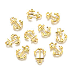 Golden Anchor Brass Pendants, Golden, 16x11.5x1.8mm, Hole: 2mm
