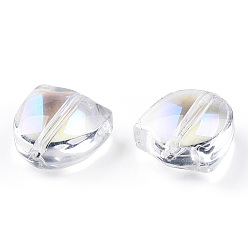 Clear AB Electroplate Transparent Glass Beads, AB Color Plated, Tulip Flower, Clear AB, 9x9x5.5mm, Hole: 1mm