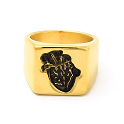 Античное Золото Сердце 304 кольца из нержавеющей стали для мужчин, широкая полоса кольца, античное золото , 6.5~16 мм, внутренний диаметр: американский размер 9 1/2 (19.3 мм)
