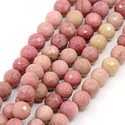 Rhodonite Rhodonite naturelles brins de perles, teint, facette, ronde, rose, 12mm, Trou: 1mm, Environ 31 pcs/chapelet, 15 pouce