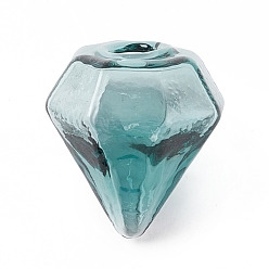 Aqua Handmade Blown Glass Bottles, for Glass Vial Pendants Making, Diamond, Aqua, 16~17x15~15.5x13.5~14.5mm, Hole: 2.5~5mm