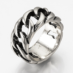 Античное Серебро Кольца перста сплава, широкая полоса кольца, толстые кольца, античное серебро, Размер 9, 19 мм