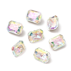 Colorido K 5 cabujones de diamantes de imitación de cristal, puntiagudo espalda y dorso plateado, facetados, Rectángulo, colorido, 6x8x5 mm
