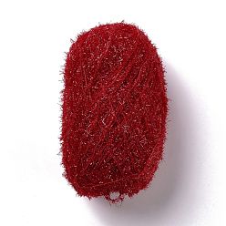 Brown Polyester Crochet Yarn, Sparkling Scrubby Yarn, for Dish Scrubbies, Dishcloth, Decorating Crafts Knitting, Brown, 10~13x0.5mm, 218.72 yard(200m)/roll