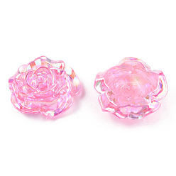 Rose Nacré Cabochons en plastique ABS transparent, de couleur plaquée ab , rose, perle rose, 24x23.5x9mm