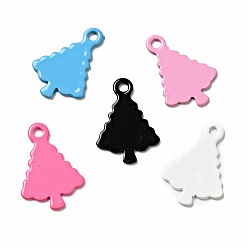 Mixed Color Spray Painted 201 Stainless Steel Charms, Christams Tree Charms, Mixed Color, 14x9.5x1mm, Hole: 1.2mm