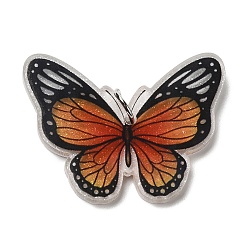 Шоколадный Непрозрачные акриловые подвески, с платиновым железным кольцом, бабочки прелести, цвет шоколада, 26.8x36.2x4 мм, отверстие : 5.2 мм