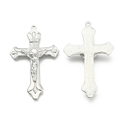 Platine Alliage crucifix pendentifs croix, pour Pâques, platine, 50x31x6mm, Trou: 1mm