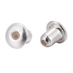 Silver 925 Sterling Silver Ear Nuts, with 925 Stamp, Silver, 3.5x3.3mm, Hole: 0.7mm