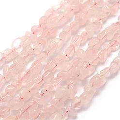 Cuarzo Rosa Natural aumentó de perlas de cuarzo hebras, pepitas, 3~5x3~5x3~8 mm, agujero: 1 mm, sobre 85~90 unidades / cadena, 15.7 pulgada (40 cm)