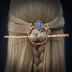 Crown Bâtons de cheveux en pierre de lune vintage pour femmes, bâtons de cheveux en alliage gothique rétro viking, couronne, 58x60mm