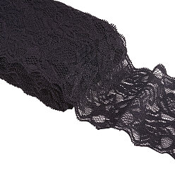Black Elastic Lace Trim, Lace Ribbon For Sewing Decoration, Black, 80mm