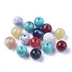 Mixed Color Acrylic Beads, Imitation Gemstone Style, Round, Mixed Color, 15.5~16x15mm, Hole: 2mm, about 220pcs/500g