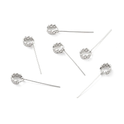 Platinum Rhodium Plated 925 Sterling Silver Eye Pin, Snap on Bail with Eye Pins, Platinum, 25x6x3mm, Hole: 5mm, Pin: 0.6mm