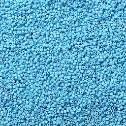 Light Sky Blue Cylinder Seed Beads, Frosted Colors, Uniform Size, Light Sky Blue, 2x1.3~1.5mm, Hole: 0.8~1mm, about 40000pcs/bag, 450g/bag