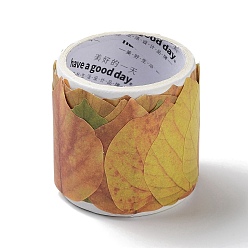 Gold Paper Fallen Leaves Sticker Rolls, Thanksgiving Leaves Decals, for DIY Scrapbooking, Journal Diary Planner DIY Art Craft, Gold, 27~32x28~30x0.1mm, 50pcs/roll