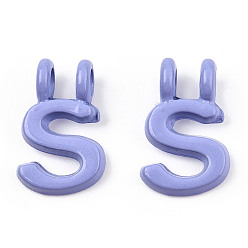 Letter S Rack Plating Spray Painted Alloy 2-Loop Link Pendants, Letter Charms, Lead Free & Nickel Free & Cadmium Free, Letter.S, 13.5x8.5x2mm, Hole: 2mm