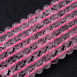 Розовый Кварц Природного розового кварца нитей бисера, окрашенные, круглые, розовые, 6 мм, отверстие : 1 мм, около 65 шт / нитка, 15.7 дюйм