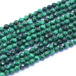 Malaquita Perlas de malaquita naturales hebras, facetados, rondo, 3 mm, agujero: 0.6 mm, sobre 126 unidades / cadena, 14.96 pulgada (38 cm)