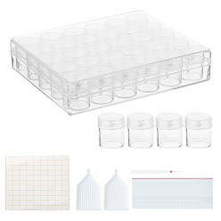Mixed Color DIY Plastic Bead Containers Kit, with Iron Tweezers, Tray Plate and Label Paster, Mixed Color, Plastic Bead Container: 1set, Tweezers: 1pc, Plate: 2pcs, Paster: 2paper, Lock Bag: 20pcs