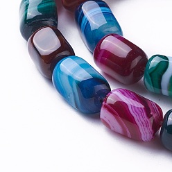 Colorful Natural Dyed Agate Beads Strands, Cuboid, Colorful, 14~18x10~11x10~11mm, Hole: 1.5mm, about 25pcs/strand, 15.1 inch(38.5cm)