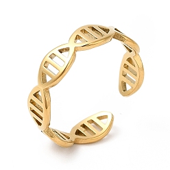 Chapado en Oro Real 18K Revestimiento iónico (ip) 201 anillo de acero inoxidable, anillo de puño abierto, anillo de estructura de doble hélice de molécula de ADN para hombres y mujeres, real 18 k chapado en oro, tamaño de EE. UU. 6 1/4 (16.7 mm)