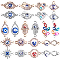 Platinum & Golden 22Pcs Evil Eye Charm Connector Alloy Enamel Eye Charm Pendant Lucky Eye Charm for Jewelry Necklace Bracelet Earring Making Crafts, Platinum & Golden, 16~23x16mm