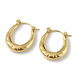 Золотой Ионное покрытие (ip) 304 овальные серьги-кольца из нержавеющей стали для женщин, золотые, 21.5x17.5x3.5 мм, штифты : 0.5 мм