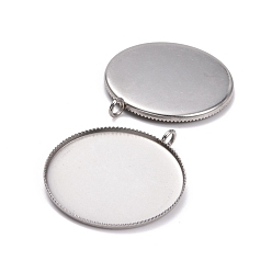Stainless Steel Color 304 Stainless Steel Lace Edge Bezel Cups, Flat Round, Stainless Steel Color, 36x31x2mm, 30mm Inner Diameter