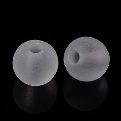 Clair Perles acryliques transparents rondes, givré, clair, 10mm, trou: 2 mm, environ 880 pcs / 500 g