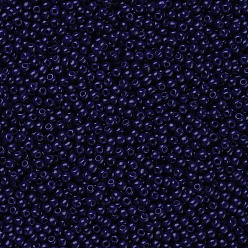 Midnight Blue 11/0 Grade A Round Glass Seed Beads, Baking Paint, Midnight Blue, 2.3x1.5mm, Hole: 1mm, about 48500pcs/pound