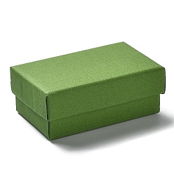 Зеленый лайм Картон комплект ювелирных изделий коробки, с губкой внутри, прямоугольные, зеленый лайм, 8.1x5.05x3.2 см