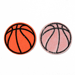 Coral Computerized Embroidery Cloth Iron on/Sew on Patches, Appliques, Costume Accessories, Basketball, Coral, 59x1mm