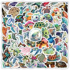 Mixed Color 100Pcs Turtle PVC Waterproof Sticker Labels, Self-adhesion, for Suitcase, Skateboard, Refrigerator, Helmet, Mobile Phone Shell, Mixed Color, 50~80mm
