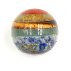 Mixed Stone 7 Chakra Gemstone Sphere Ball, Natural Gemstone No Hole Beads, Round, 40mm