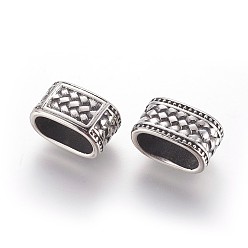 Plata Antigua 304 encantos de la diapositiva de acero inoxidable / perlas deslizantes, para hacer pulseras de cordon de cuero, plata antigua, 16.8x8.5x9 mm, agujero: 13x6.5 mm
