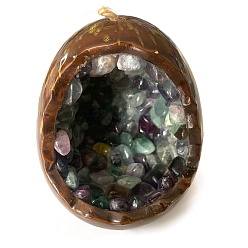 Fluorita Lámpara colgante de fluorita huevo de dragón, adorno curativo de cristal, decoraciones para el hogar, 90x105 mm