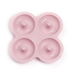 Pink Moules en silicone de qualité alimentaire, moules fondants, pour la décoration de gâteau de bricolage, chocolat, candy, fabrication de bijoux en résine uv & résine époxy, donut, rose, 169x169x34mm, donut: 70.5 mm