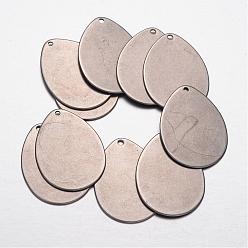 Stainless Steel Color 304 Stainless Steel Pendants, Stamping Blank Tag Pendants, teardrop, Stainless Steel Color, 29x21.5x1mm, Hole: 1.5mm