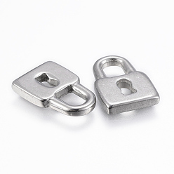 Stainless Steel Color 304 Stainless Steel Pendants, Padlock, Stainless Steel Color, 16.5x11x2mm, Hole: 5.5x4mm